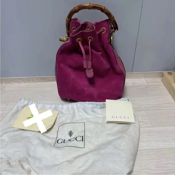 Gucci Fuchsia Suede Shoulder Bag - Picture 1 of 12